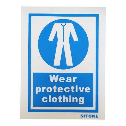 IMPA 335726 SIGN WEAR PROTECTIVE CLOTHING WHITE VINYL 200 X 150 MM