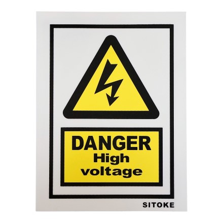 IMPA 337610 SIGN VINYL SELF ADHESIVE DANGER HIGH VOLTAGE WHITE 200 X 150 MM